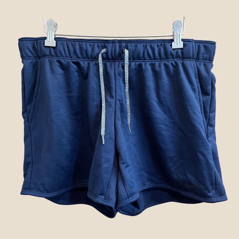 Nike Training Shorts Womens L Navy Dri-FIT Fleece Pockets AQ4416-451